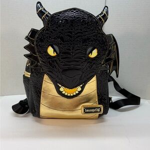 Loungefly Black Gold Dragon BAM Exclusive 4th Wing Mini Backpack RARE!